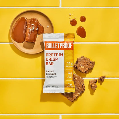 Bulletproof Salted Caramel Protein Crisp Bars, 12pk, High Protein, Low Sugar