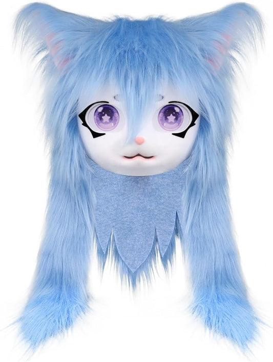 JUNBOON Furry Animal Headgear Beast Full Head Mask Headwear Doll Cosplay Costume Halloween Fursuit