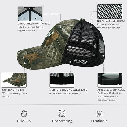 LOOGU Fishing Hat Mesh Back for Men Women Adjustable Baseball Trucker Cap Snapback Hats
