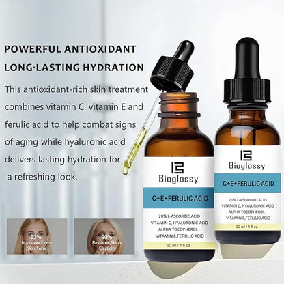 Vitamin CE Ferulic Acid Serum 20% Vitamin C Serum + Vitamin E & Hyaluronic Acid - Skin Moisturizer Face Dark Spot Corrector and Anti Aging 30ml / 1 fl.oz