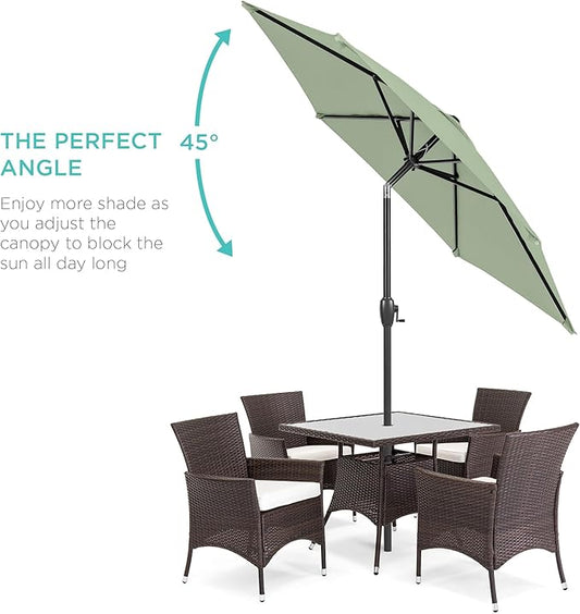 Best Choice Products 7.5ft Heavy-Duty Round Outdoor Market Table Patio Umbrella w/Steel Pole, Push Button Tilt, Easy Crank Lift - Sage Green