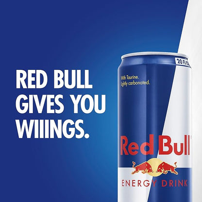 Red Bull Energy Drink with 189mg Caffeine plus Taurine & B Vitamins, 20 Fl Oz, Pack of 12 Cans