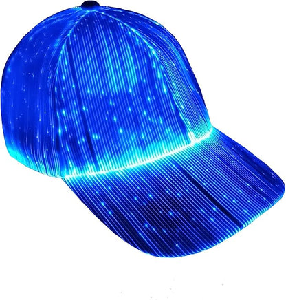 Fiber optic cap LED hat with 7 colors luminous glowing EDC baseball hats USB Charging light up caps even party led crazy cap for event holiday