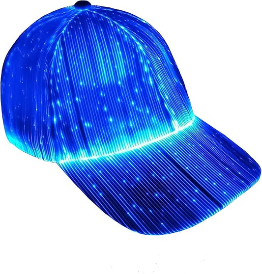 Fiber optic cap LED hat with 7 colors luminous glowing EDC baseball hats USB Charging light up caps even party led crazy cap for event holiday