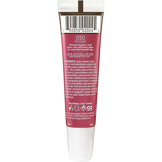 Burt's Bees Lip Gloss, Lip Shine for Women, 100% Natural Makeup, Pucker (Pack of 2)