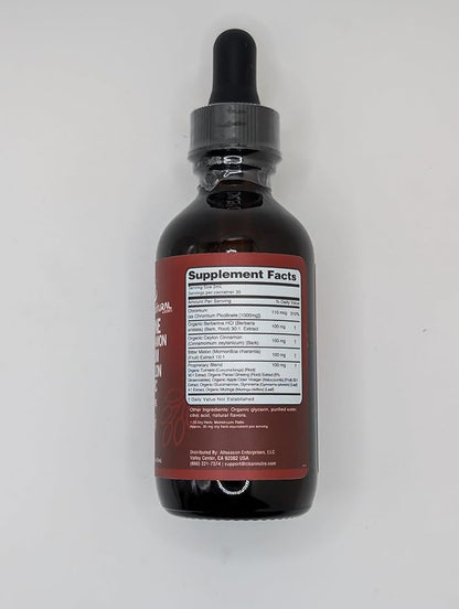 Organic Ceylon Cinnamon Berberine Liquid Drops Supplement with Bitter Melon Extract, Glucomannan, Gymnema, Chromium, Turmeric, Organic Panax Ginseng, Apple Cider Vinegar, Moringa Powder Vegetarian (2)