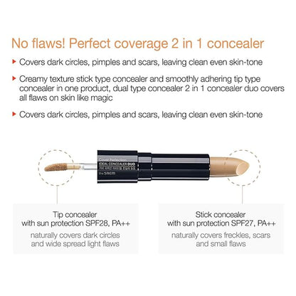 THESAEM Cover Perfection Ideal Concealer Duo (#1.5Natural Beige) Crease-Proof Concealer