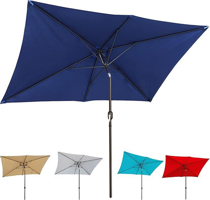 Blissun Rectangular Patio Umbrella, Table Market Umbrella with Tilt and Crank, Outdoor Umbrella for Garden, Deck, Backyard, Pool and Beach