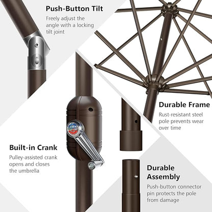 7.5Ft/9Ft Patio Umbrella, UV Protect Pool Umbrella with Heavy Duty Pole,Outdoor Umbrella with Push Botton Tilt & Crank