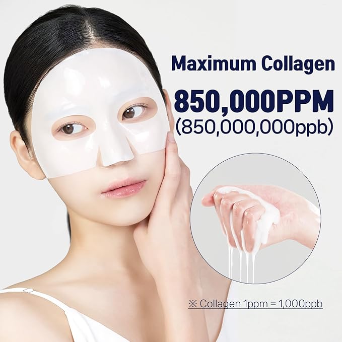 WELLDERMA Sapphire Collagen Impact Fitting Mask, Hydrating Hydrogel Face Mask for Dry Skin, With Niacinamide and Marine Collagen, 4pcs x 2ea (Total 8 Sheets)