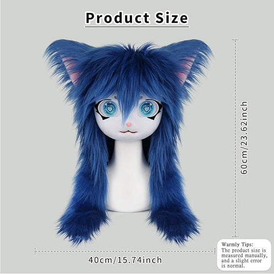 JUNBOON Furry Animal Headgear Beast Full Head Mask Headwear Doll Cosplay Costume Halloween Fursuit