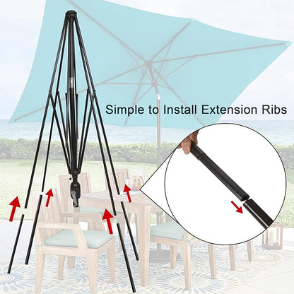 Blissun Rectangular Patio Umbrella, Table Market Umbrella with Tilt and Crank, Outdoor Umbrella for Garden, Deck, Backyard, Pool and Beach