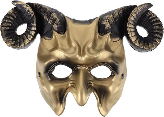 Gadpiparty Devil Goat Skull Mask Ox Ram Horns Monster Animal Half Face Halloween Masquerade Mask Cosplay Props for Adults