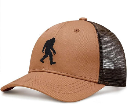 Mesh Bigfoot Hat Leather Cap for Men- Great Snapback Closure Sasquatch Hat for Hunting & Hiking