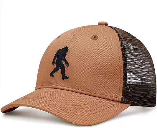 Mesh Bigfoot Hat Leather Cap for Men- Great Snapback Closure Sasquatch Hat for Hunting & Hiking