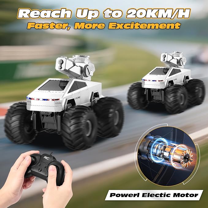 1:16 Amphibious Remote Control Car, Waterproof RC Monster Truck Toys, 4WD All-Terrain Off-Road Pickup RC Vehicle with Water Squirt