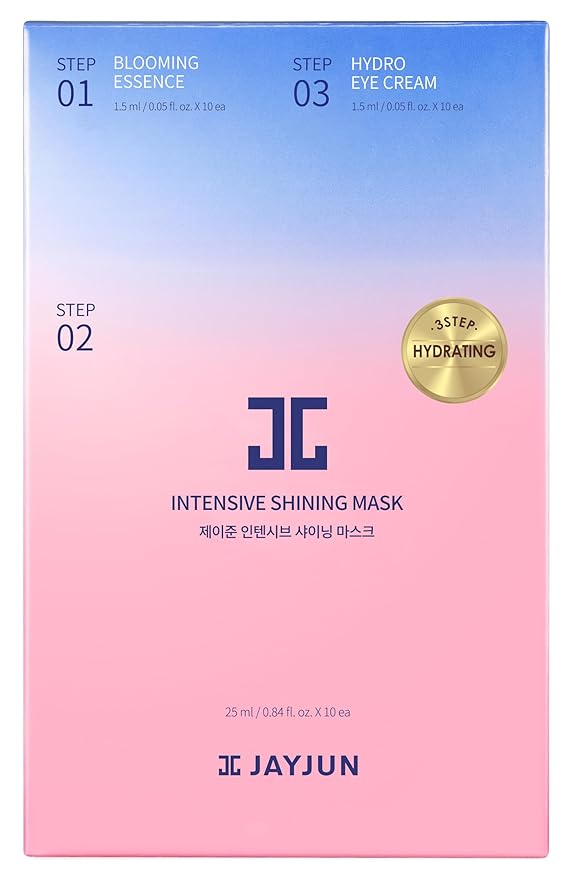 JAYJUN Official Intensive Shining Mask, Lavender Extract, Pack of 10 Sheets, 25ml, 0.84 fl. oz,Hydrating, Essence, Eye Cream, 3 Step