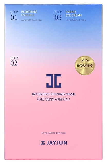 JAYJUN Official Intensive Shining Mask, Lavender Extract, Pack of 10 Sheets, 25ml, 0.84 fl. oz,Hydrating, Essence, Eye Cream, 3 Step