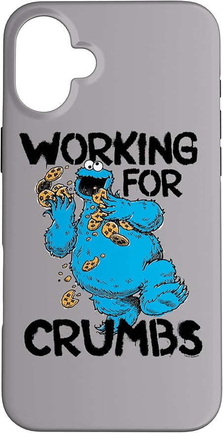 iPhone 16 Plus Sesame Street Cookie Monster Working for Crumbs Case