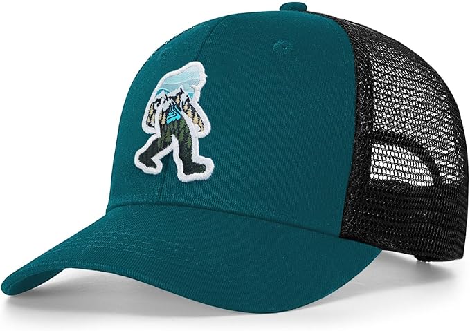 Mesh Bigfoot Hat Leather Cap for Men- Great Snapback Closure Sasquatch Hat for Hunting & Hiking