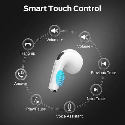 Monster N-Lite 208 Wireless Earbuds, Bluetooth Earbuds Touch Control, Headphones Bluetooth Wireless with 30H Playtime, Type-C Fast Charging, Clear Call, Comfortable Fit for Running, White