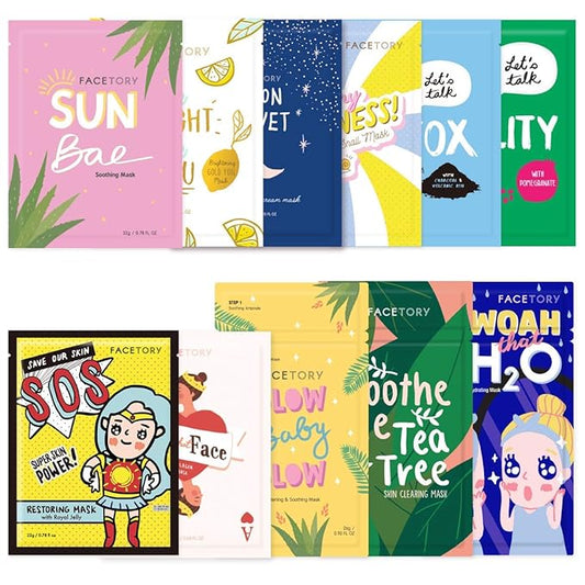 FaceTory Best of Seven Sheet Mask Collection and Original 11 Set- Hydrating Sheet Masks