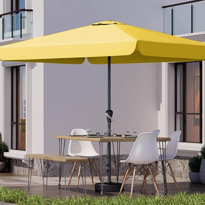 8 * 10FT Rectangular Patio Umbrella Table Market Umbrella w/Crank Outdoor Umbrellas for Garden, Deck, Backyard, Pool and Beach, Yellow