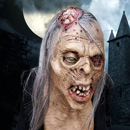 Kuberas Halloween Scary Zombie Mask Realistic Old Man Mask Horror Walking Dead Full Head Creepy Devil Cosplay Costume Mask