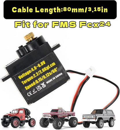 RampCrab Micro Servo with Servo Horn for FCX24, RC Car Model Parts, Upgrade Parts for Crwaler 1/24 Scale FCX24 Power Wagon Butcher & Max Smasher Big Foot Monster Truck, K5 (Black)