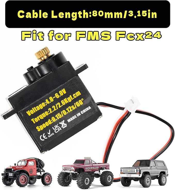 RampCrab Micro Servo with Servo Horn for FCX24, RC Car Model Parts, Upgrade Parts for Crwaler 1/24 Scale FCX24 Power Wagon Butcher & Max Smasher Big Foot Monster Truck, K5 (Purple)