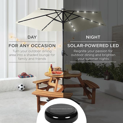 Best Choice Products 7.5ft Outdoor Solar Market Table Patio Umbrella for Deck, Pool w/Tilt, Crank, LED Lights - Ivory