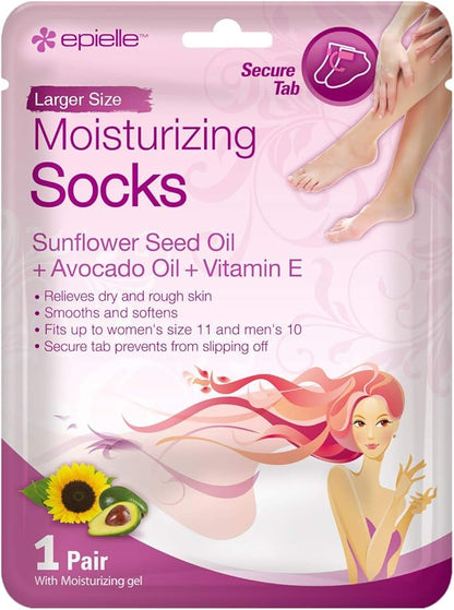 Epielle Moisturizing Foot Masks, 6 Pairs Socks for Dry Feet & Cracked Heels, Relieve and Soften Skin with Sunflower Seed Oil + Avocado Oil + Vitamin E, Korean Skin Care, Foot Spa Gifts for Women
