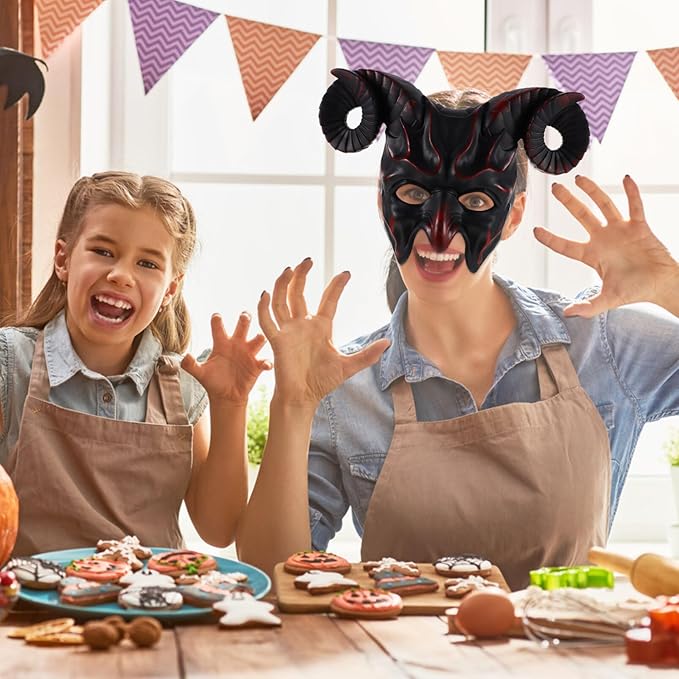 Ox Horn Mask Horns Masquerade Mask Animal Half Face Mask for Festival Party Halloween Costume Cosplay