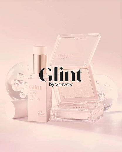 Glint Makeup Fan Brush & Glow Pearl Base (30 ml/1.01 fl oz) Moisturizing Foundation Primer with a Radiant Champagne Pink Glow for a Natural, Luminous Complexion | Korean Skincare