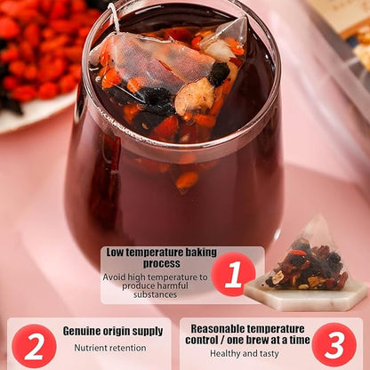 Te Renal Herbal,Ginseng Five Treasure Tea,Te Renal Herbal Para RiñOnes,Ginseng Kidney Tea Wubao Tea,Organic Kidney Cleanse Chinese Herbal Red Ginseng Tea For Men Women (2Bag(50pcs))