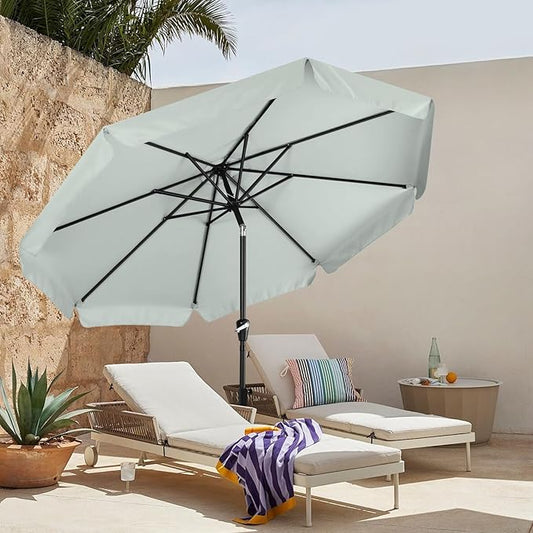 MASTERCANOPY Valance Patio Umbrella for Outdoor Table Market -8 Ribs (9ft, Light Gray)