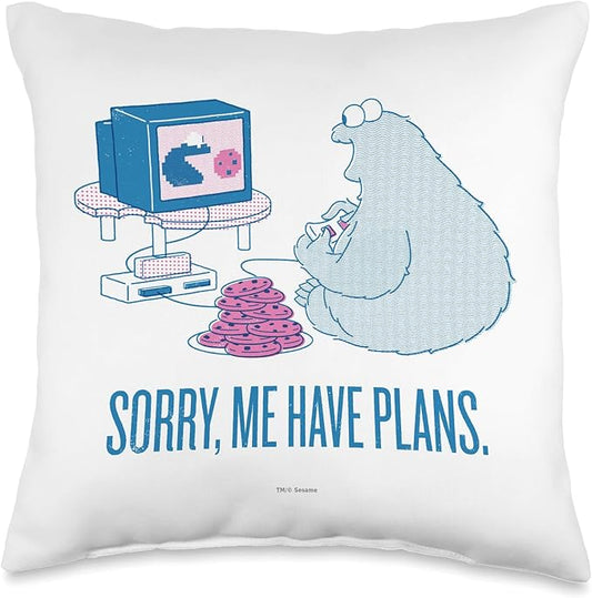 Sesame Street Cookie Monster Sorry, Me Have Plans Throw Pillow, 16x16, Multicolor