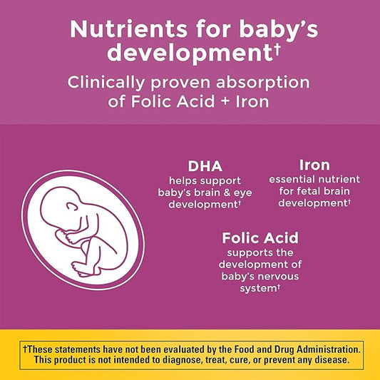 Nature Made Prenatal with Folic Acid + DHA, Prenatal Vitamin and Mineral Supplement for Daily Nutritional Support, 90 Softgels, 90 Day Supply