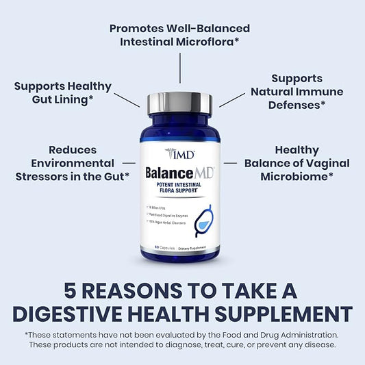 1MD Nutrition BalanceMD Vaginal Probiotics | Oregano & Caprylic Acid with Lactobacillus & Digestive Enzymes | Promotes Intestinal Flora Balance | 120 Capsules