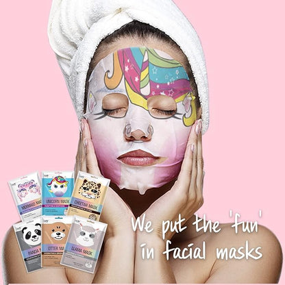 Epielle Animal Character Sheet Masks | Korean Spa Masks for All Skin Types | Face Mask, Spa Gifts, Birthday Party Gifts, Girls' Night, Skincare Party | Assorted 6 Pack | Korean Skincare