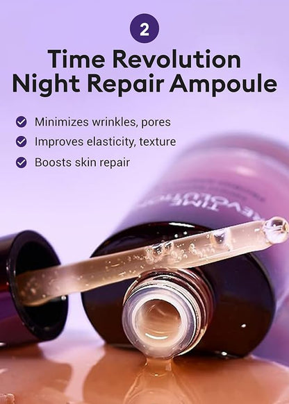 MISSHA Time Revolution Gift Set The First Essence 5X & Night Repair Ampoule 5X for Radiant, Youthful Skin, Korean Skin Care, Glass Skin