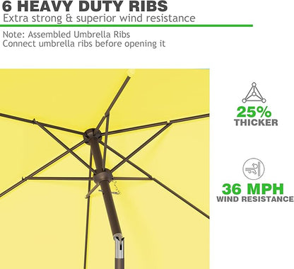 6.5' x 10' Rectangular Patio Umbrellas for Outdoor, Outdoor Table Umbrella, Large Outdoor Patio Umbrellas with 6 Sturdy Ribs for Market, Garden, Pool (Yellow)