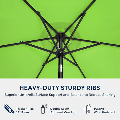 7.5ft Outdoor Patio Umbrella - Market Table Pool Deck Umbrella UPF50+ UV Protection with Push Button Tilt, Crank and 6 Sturdy Ribs (Apple Green, No base)
