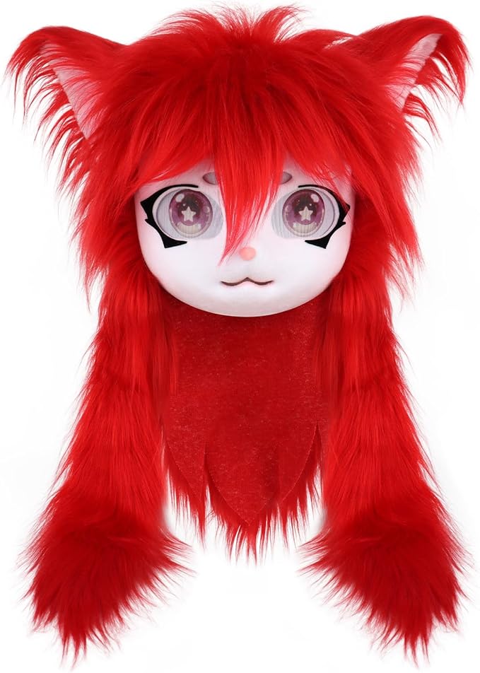 JUNBOON Furry Animal Headgear Beast Full Head Mask Headwear Doll Cosplay Costume Halloween Fursuit
