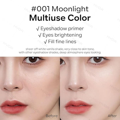KYDA Single Matte Eyeshadow - Sheer Off White Vanilla, Ultra-fine Lightweight Powder, Brightening Primer, Multiuse Blendable Eyes Makeup, Moonlight