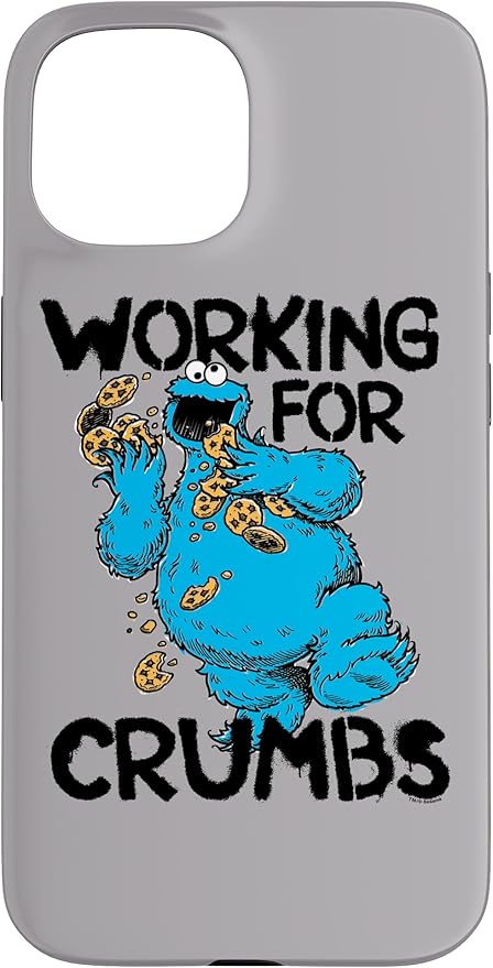 iPhone 15 Sesame Street Cookie Monster Working for Crumbs Case