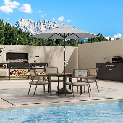 7.5FT Patio Umbrella Table Market Umbrella w/Tilt and Crank Heavy-Duty Round Outdoor Umbrellas for Garden, Deck, Backyard, Pool and Beach, Light Gray