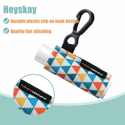5pcs Lip Balm Holder Keychain Lipstick Women(Strip/Wave/Argyle)