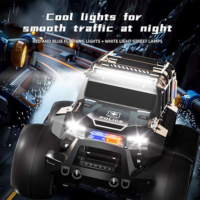 Threeking 1:14 Waterproof Rc Police Cars Amphipious Remote Control Car SUV Truck Indoor Outdoor Toys with Police-Siren Lights for 6 7 8 9 10 11 12 Year Old Kids Boys Girls Gifts Presents