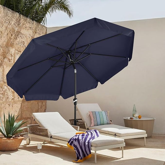 MASTERCANOPY Valance Patio Umbrella for Outdoor Table Market -8 Ribs (9ft, Navy Blue)